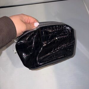 Guess Black Patent Croc Mini Cosmetic Pouch